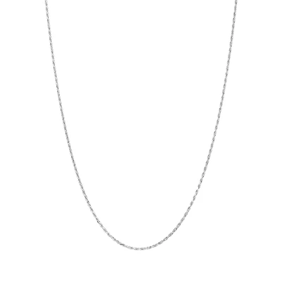 14K White Gold 1mm Diamond-Cut Rope Chain