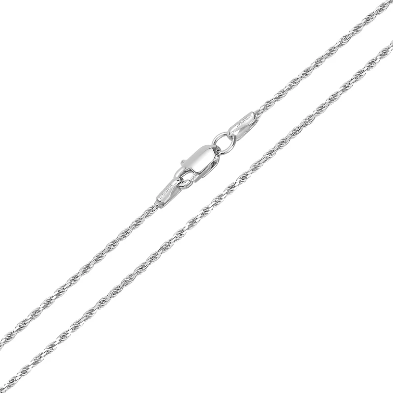 14K White Gold 1mm Diamond-Cut Rope Chain