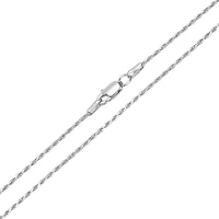 14K White Gold 1mm Diamond-Cut Rope Chain