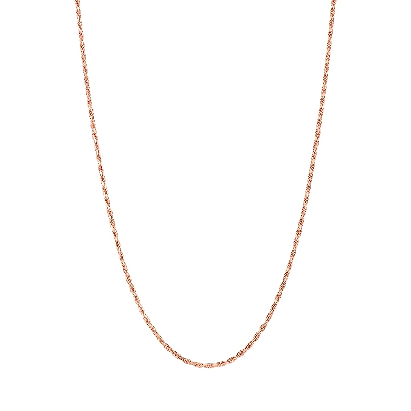 14K Rose Gold 1mm Diamond-Cut Rope Chain