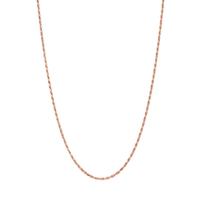 14K Rose Gold 1mm Diamond-Cut Rope Chain