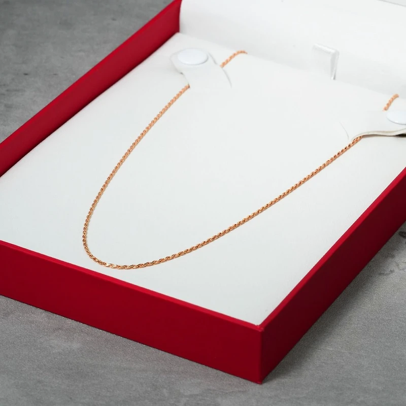 14K Rose Gold 1mm Diamond-Cut Rope Chain