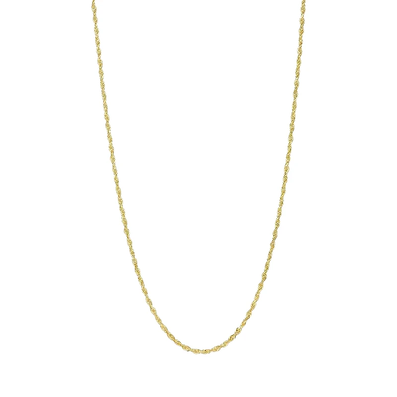 14K Yellow Gold 1.38mm Diamond Cut Rope Chain