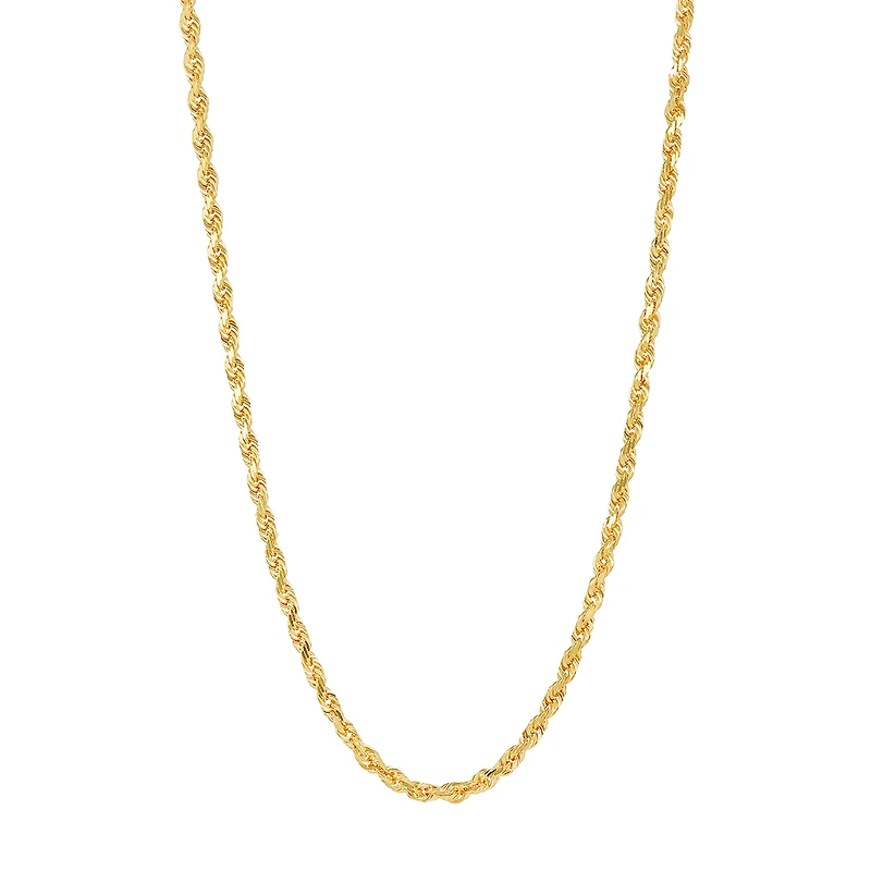 14K Yellow Gold 2.8mm Diamond Cut Rope Chain