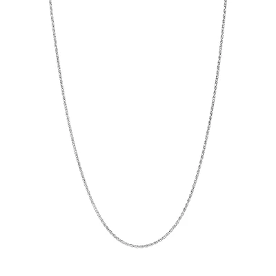 14K White Gold 1mm 22-Inch Adjustable Rope Chain