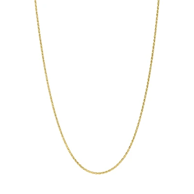 14K Yellow Gold 1mm 22-Inch Adjustable Rope Chain