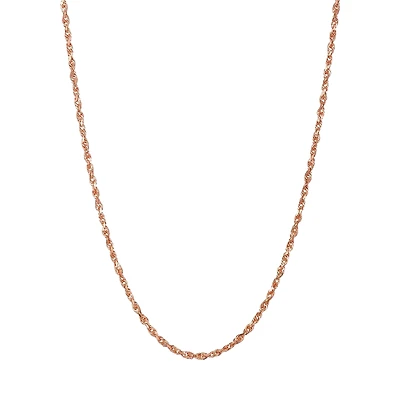 14K Rose Gold 1.38mm 18-Inch Diamond Cut Rope Chain