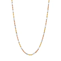 14K Gold Tri Color 3mm Figarope Chain