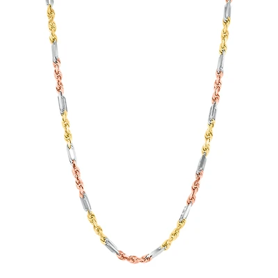 14K Gold Tri Color 4mm Figarope Chain