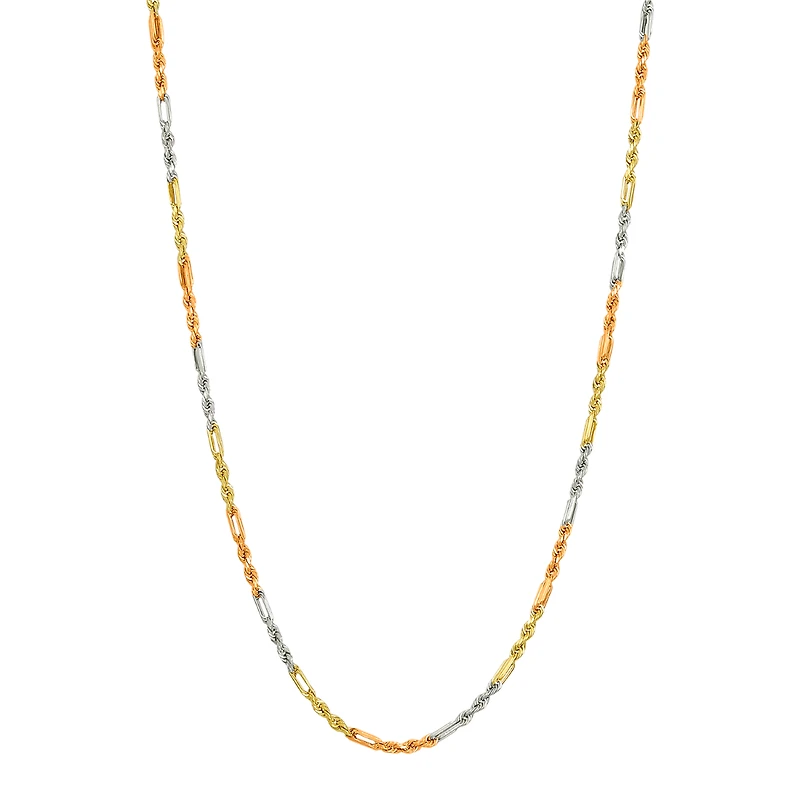 14K Tri Color Gold 2.2mm Figarope Chain