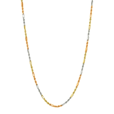 14K Tri Color Gold 2.2mm Figarope Chain