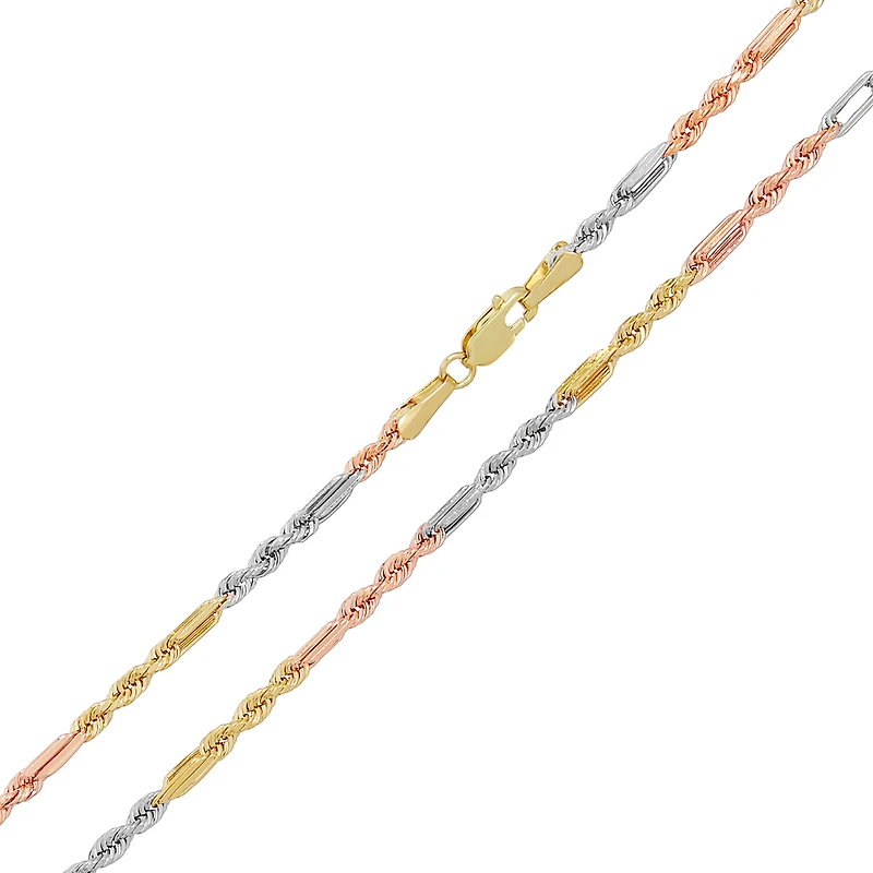 14K Tri Color Gold 2.2mm Figarope Chain