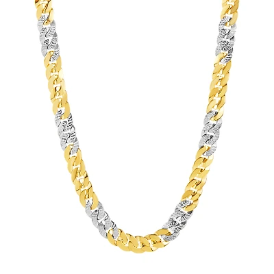 14K Gold Two Tone Diamond Cut Curb Link Chain