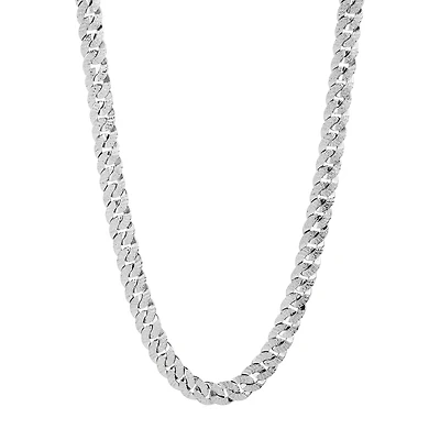 14K White Gold Diamond Cut Curb Link Chain