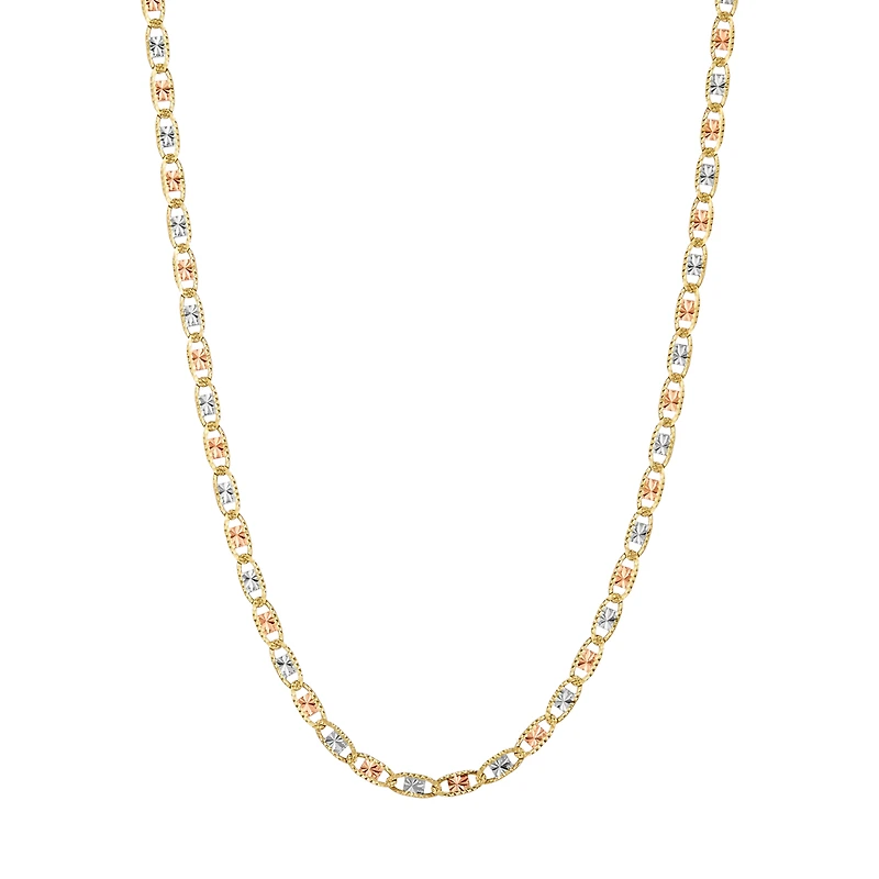 14K Gold Tri Colored 4mm Valentino Link Chain