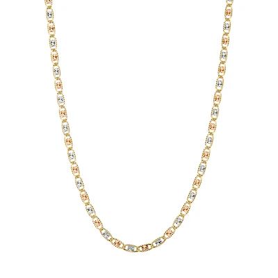 14K Gold Tri Colored 4mm Valentino Link Chain