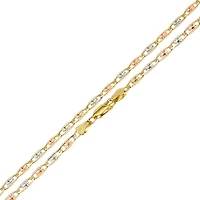 14K Gold Tri Colored 4mm Valentino Link Chain
