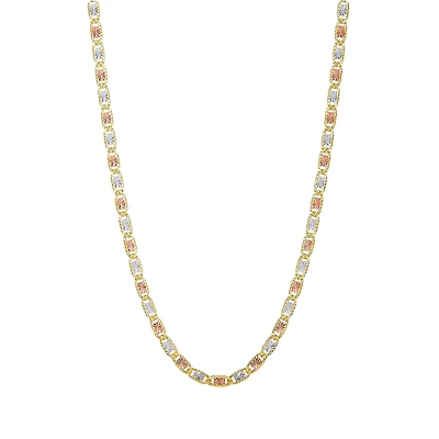 14K Gold Tri Color 5mm 24-Inch Valentino Chain