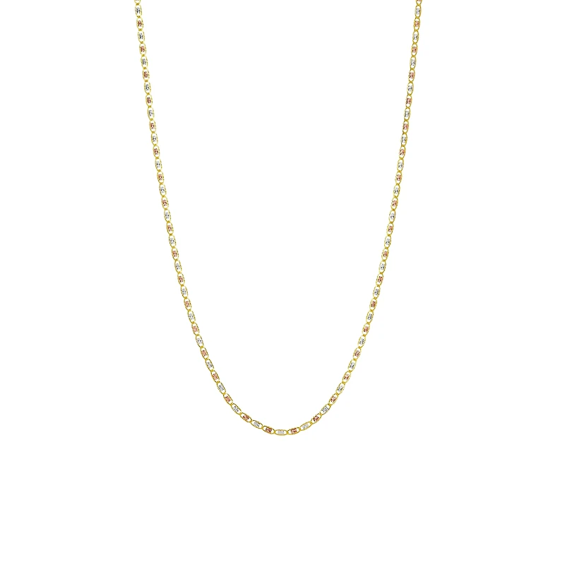 14K Gold Tri-Color 2mm Valentino Chain