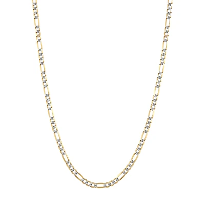 14K Yellow Gold 3.7mm Pave Figaro Chain