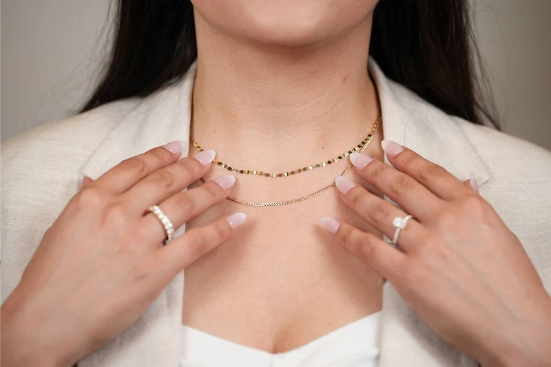 14K Yellow Gold 1.9mm Curb Pave Chain