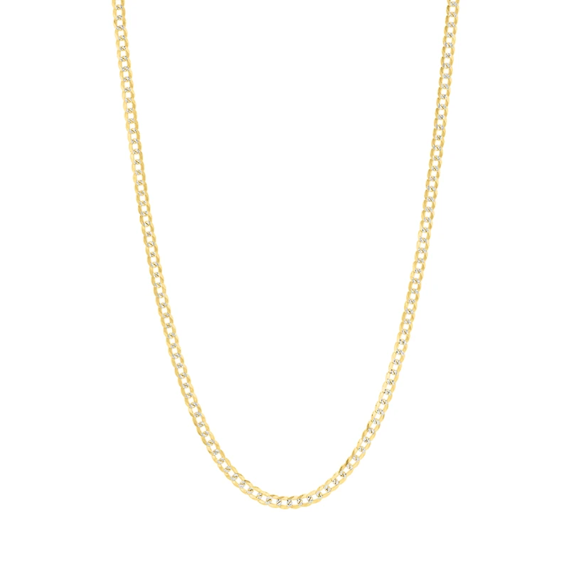 14K Yellow Gold 1.9mm Curb Pave Chain