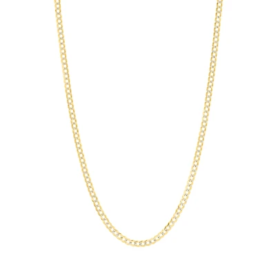 14K Yellow Gold 1.9mm Curb Pave Chain