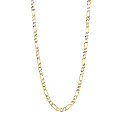 14K Yellow Gold 6.2mm Figaro Pave Chain