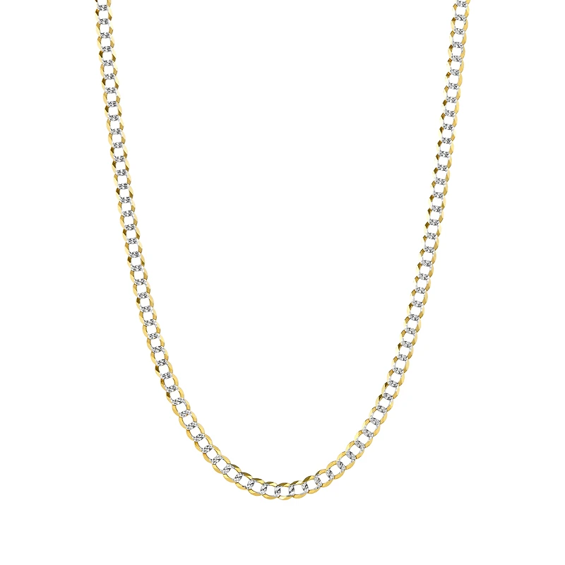 14K Yellow Gold 4.7mm Curb Pave Chain