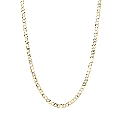 14K Yellow Gold 4.7mm Curb Pave Chain