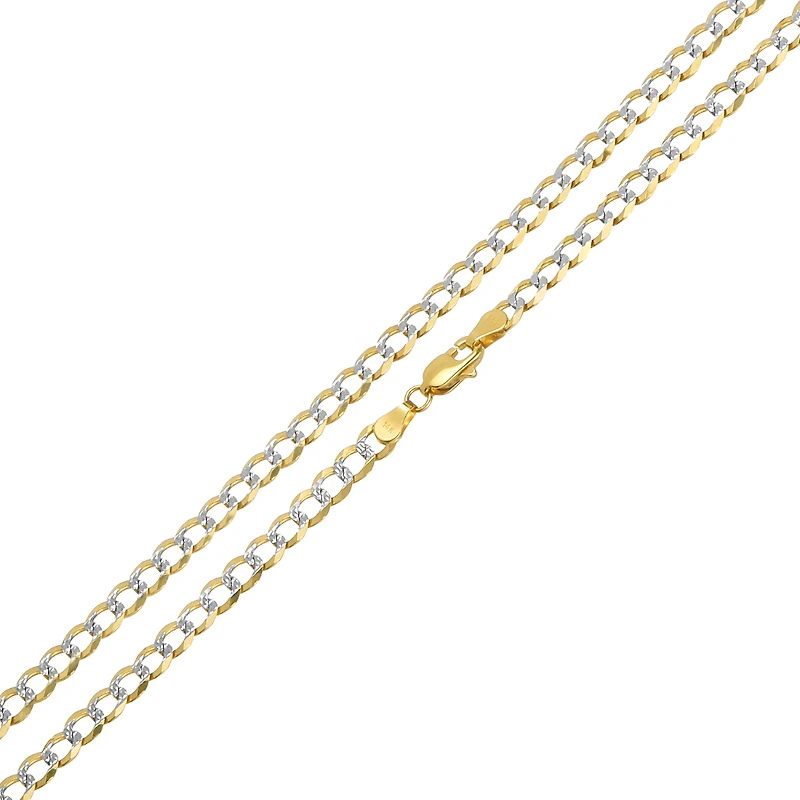 14K Yellow Gold 4.7mm Curb Pave Chain