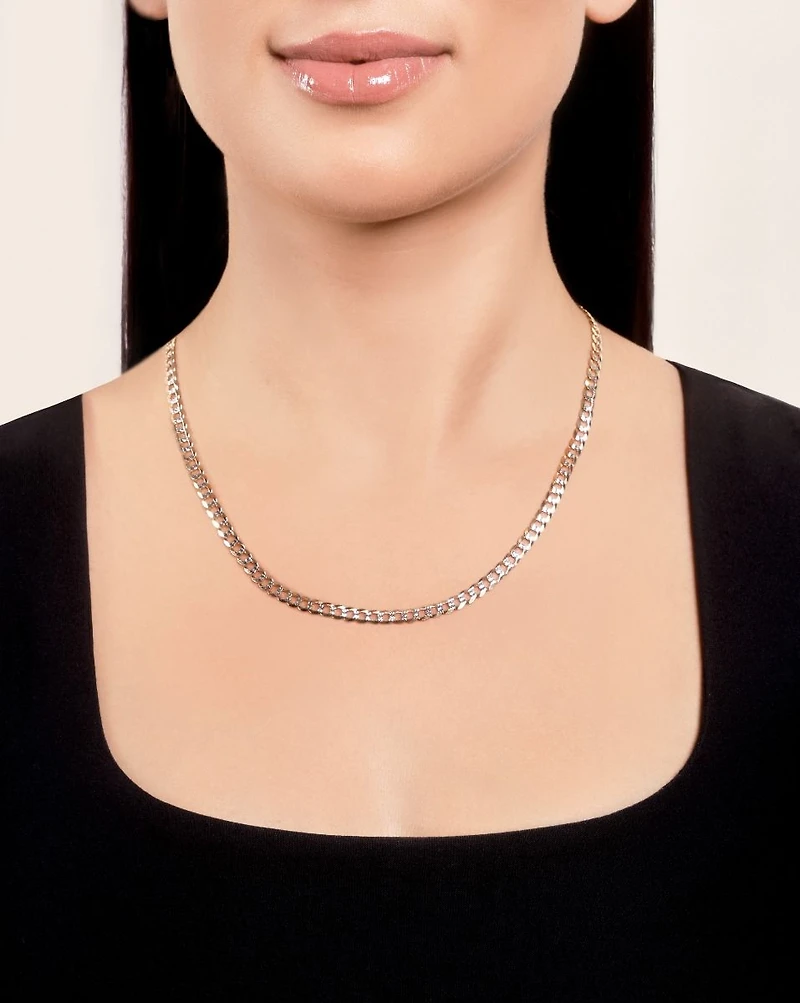 14K Yellow Gold 4.7mm Curb Pave Chain