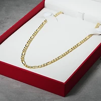 14K Yellow Gold 3.9mm Pave Figaro Chain