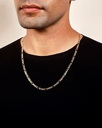 14K Yellow Gold 3.9mm Pave Figaro Chain