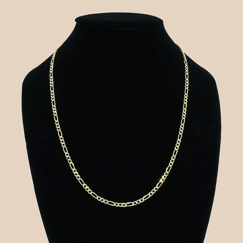 14K Yellow Gold 3.9mm Pave Figaro Chain