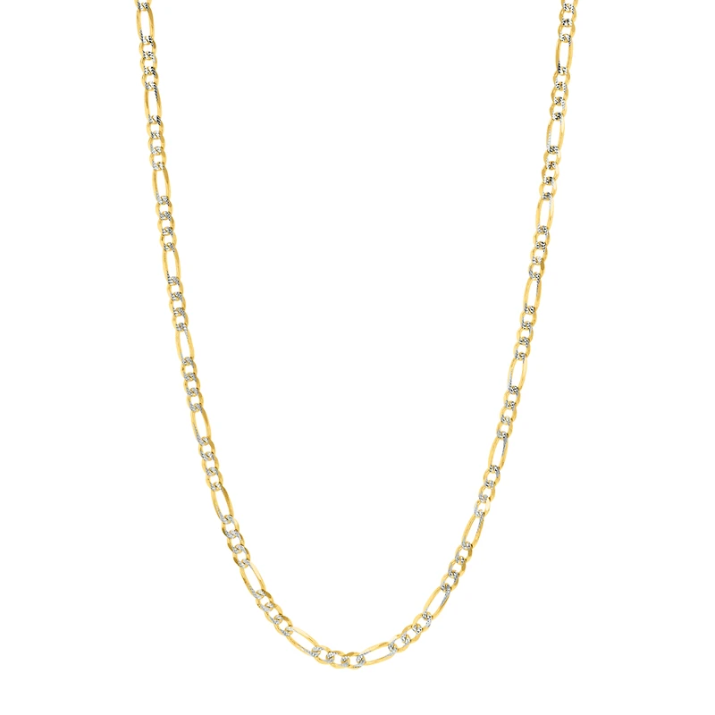 14K Yellow Gold 3.9mm Pave Figaro Chain
