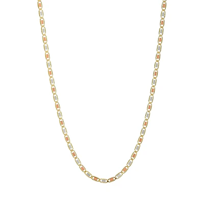 14K Gold Tri-Color 3.3mm Valentino Chain