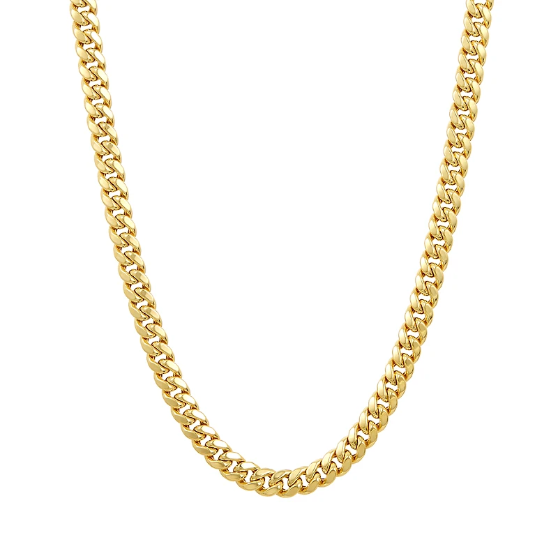14K Yellow Gold 7.2mm Semi-Solid Miami Cuban Chain