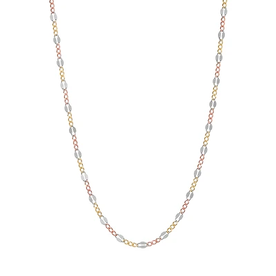 14K Tri Color Gold 3.7mm Fancy Link Chain