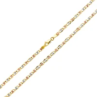 14K Tri Color Gold Heart Link Valentino Chain
