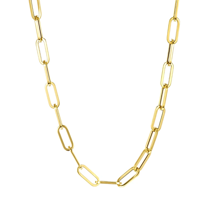 14K Yellow Gold 9mm Paperclip Hollow Link Chain