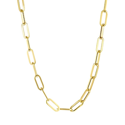 14K Yellow Gold 9mm Paperclip Hollow Link Chain