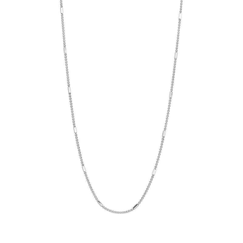 14K White Gold .8mm Rope Bar Link Chain