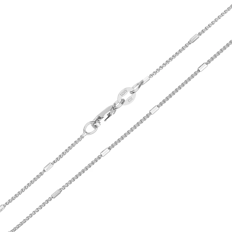 14K White Gold .8mm Rope Bar Link Chain