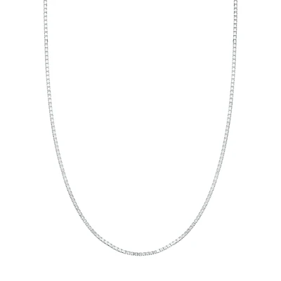 14K White Gold .8mm 22 Inch Adjustable Box Chain