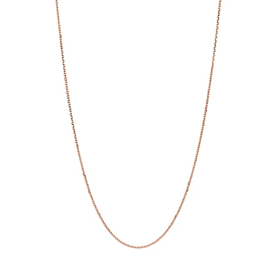 14K Rose Gold .9mm 22-Inch Adjustable Cable Link Chain