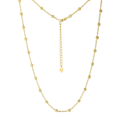 14K Yellow Gold Diamond Cut Bead Adjustable Chain