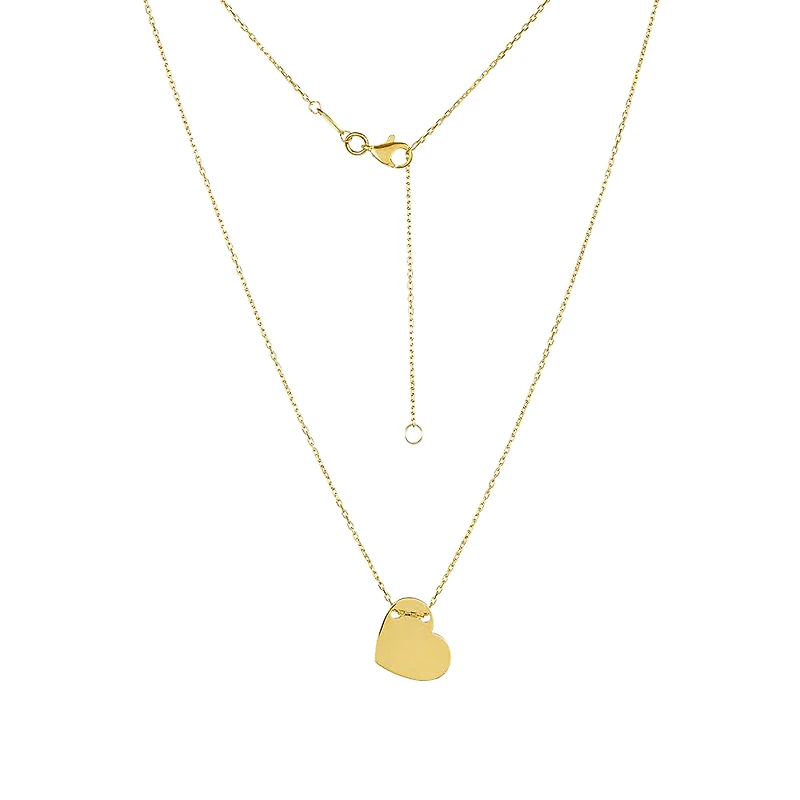 14K Yellow Gold Engravable Heart Necklace