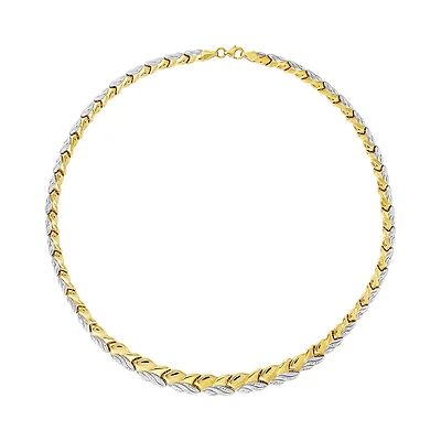 14K Two Tone Gold Fancy Design Stampato Chain