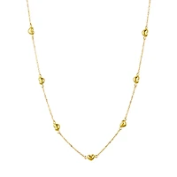 14K Yellow Gold Singapore with Puff Hearts Necklace